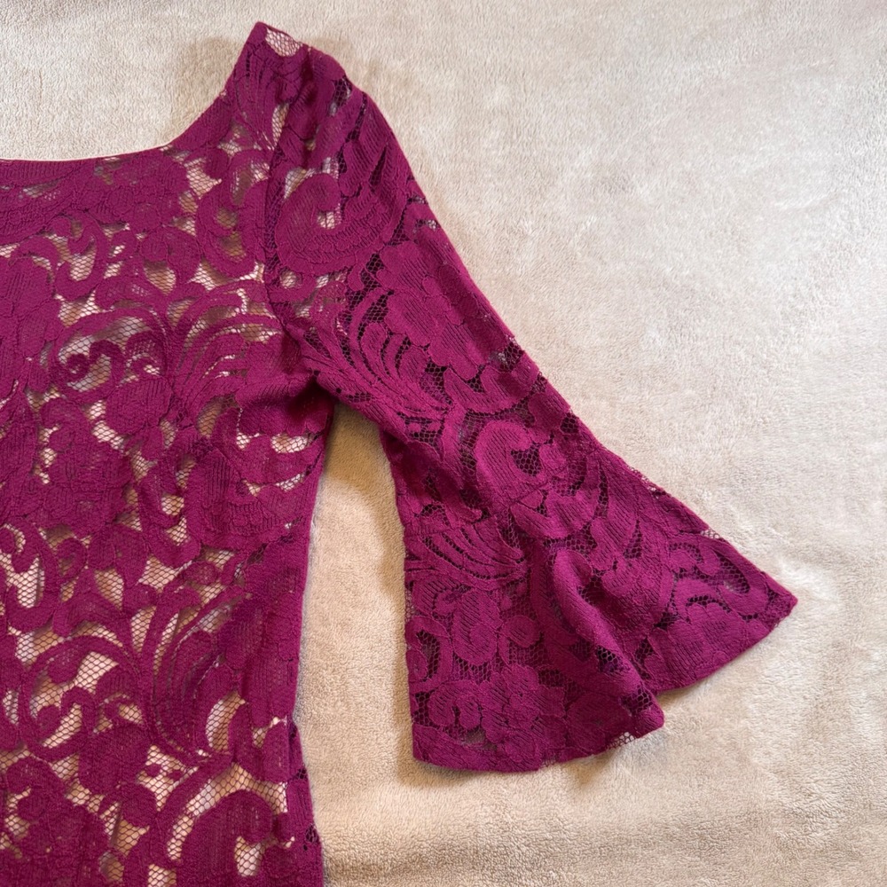 Vince Camuto Whimsy Lace Bell Sleeve Dress Wedding Cocktail Party Chic Luxe Sz 2 - Picture 3 of 9